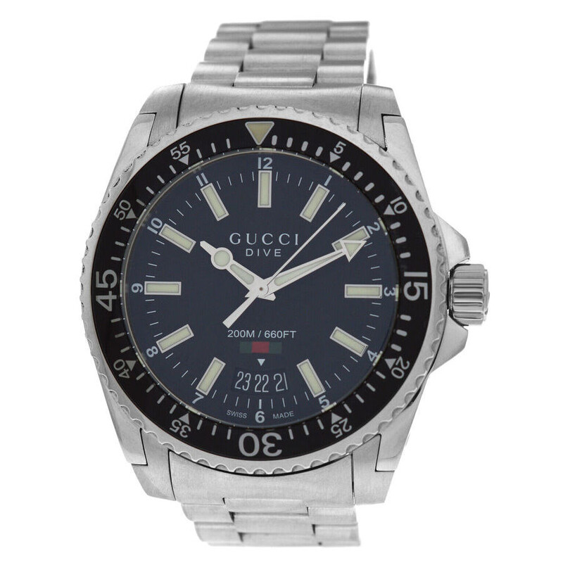 GUCCI Dive 136.3 20ATM クォーツ 黒文字盤 Gucci Pre-owned Gucci Dive Quartz Black Dial Men's Watch 136.3
