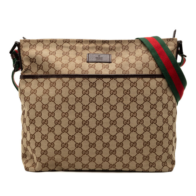Gucci Pre-owned Gucci GG Canvas Web Crossbody Unisex 189751 213048