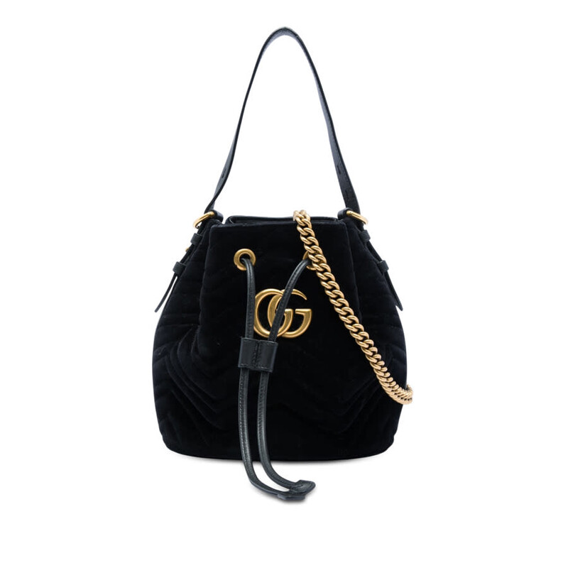 Gucci Pre-owned Gucci GG Marmont 2.0 Matelasse Velvet Bucket Bag