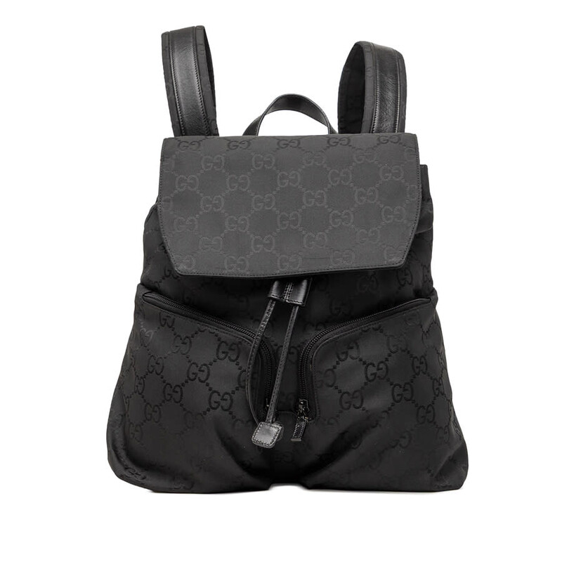 Gucci Flap Backpack Black Nylon Leather Gucci Nylon Backpack - Black Backpacks, Handbags  main image 4