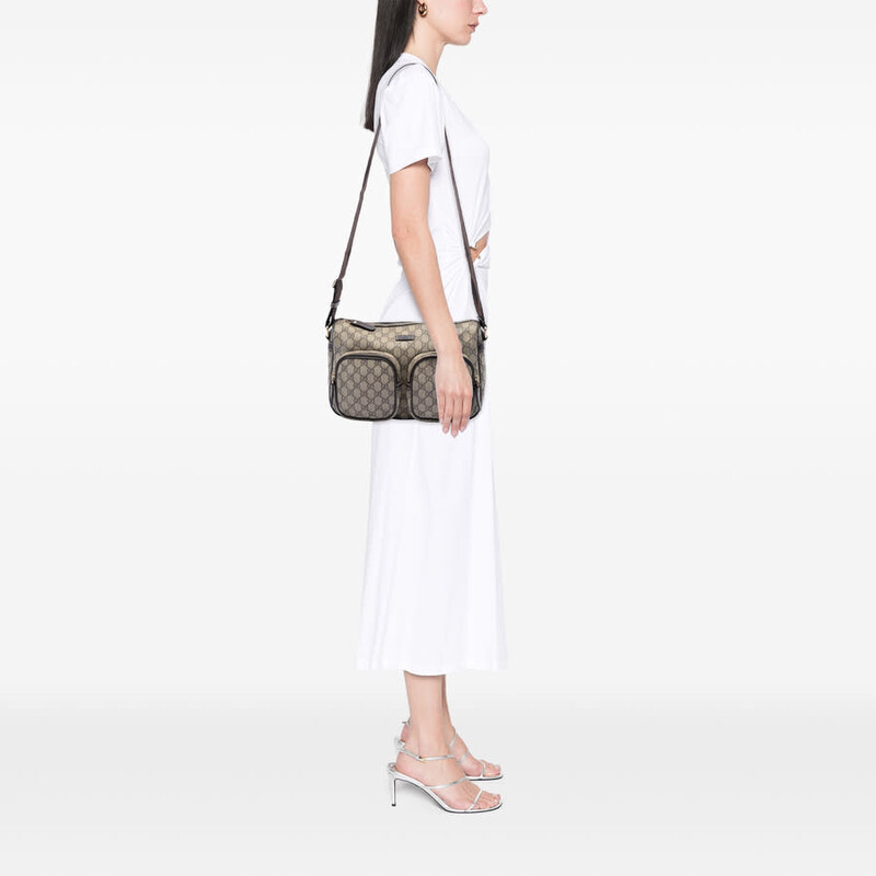 Gucci Pre-owned Gucci GG Supreme Double Pocket Crossbody Unisex