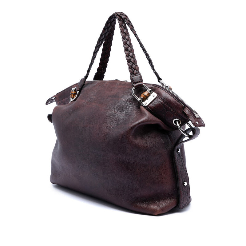 Gucci Pre-owned Gucci Large Leather Bamboo Bar Tote Ladies 232927