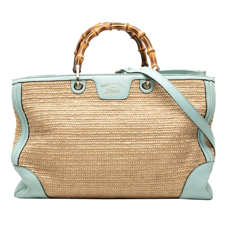 Gucci Pre-owned Gucci Large Raffia Bamboo Shopper Satchel 323658