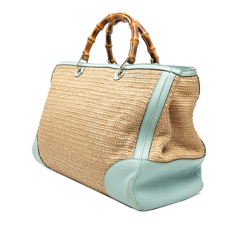 Gucci Pre-owned Gucci Large Raffia Bamboo Shopper Satchel 323658