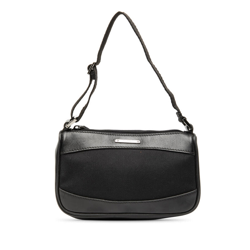 Gucci Pre-owned Gucci Leather Trimmed Canvas Shoulder Bag Ladies