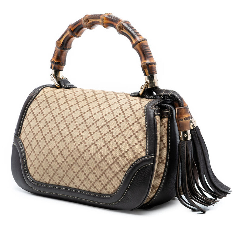 Gucci Pre-owned Gucci Medium Diamante Canvas New Bamboo Satchel