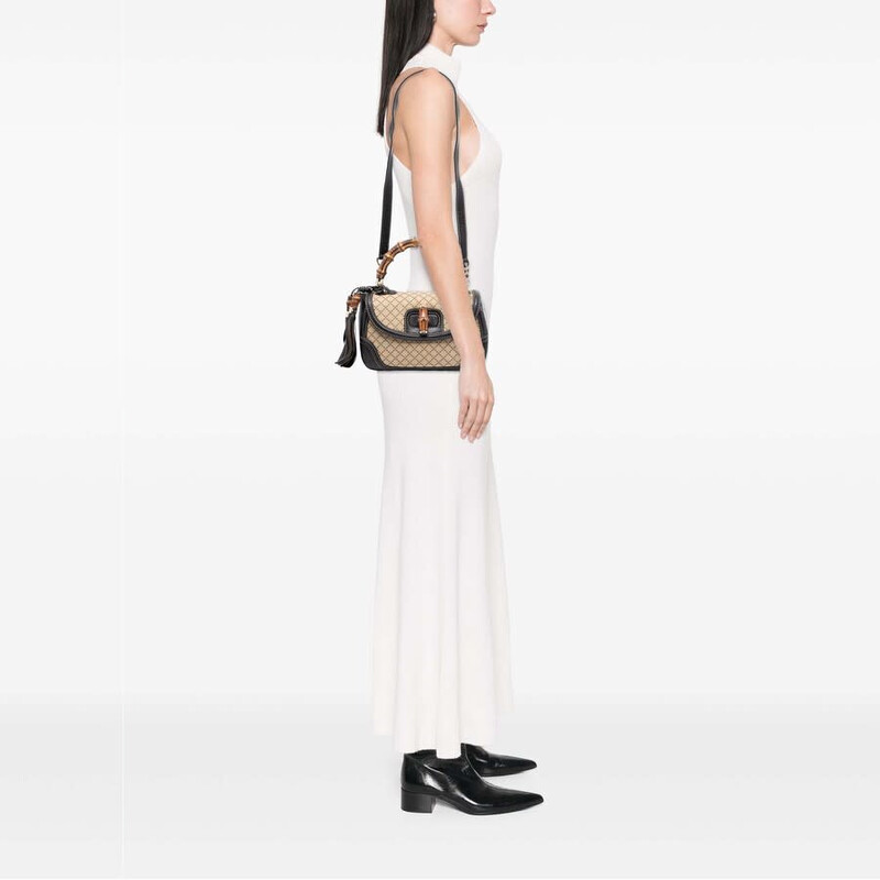 Gucci Pre-owned Gucci Medium Diamante Canvas New Bamboo Satchel
