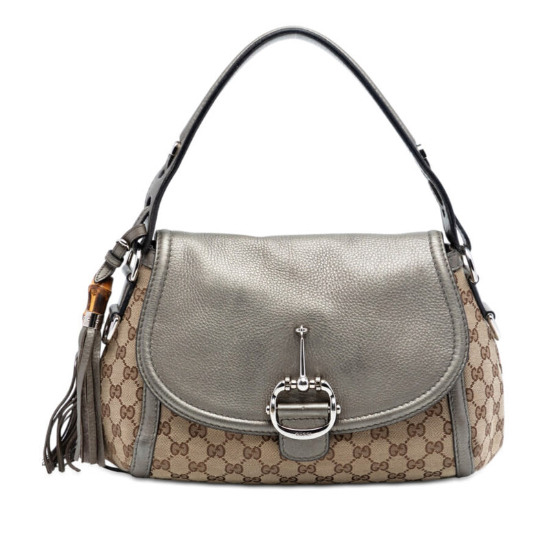 Gucci Pre-owned Gucci Medium GG Canvas Techno Horsebit Satchel