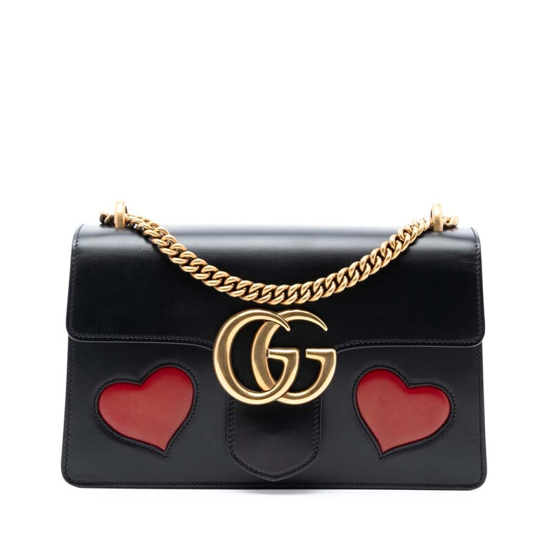 Gucci Pre-owned Gucci Medium GG Marmont Leather Malaga Kid Heart