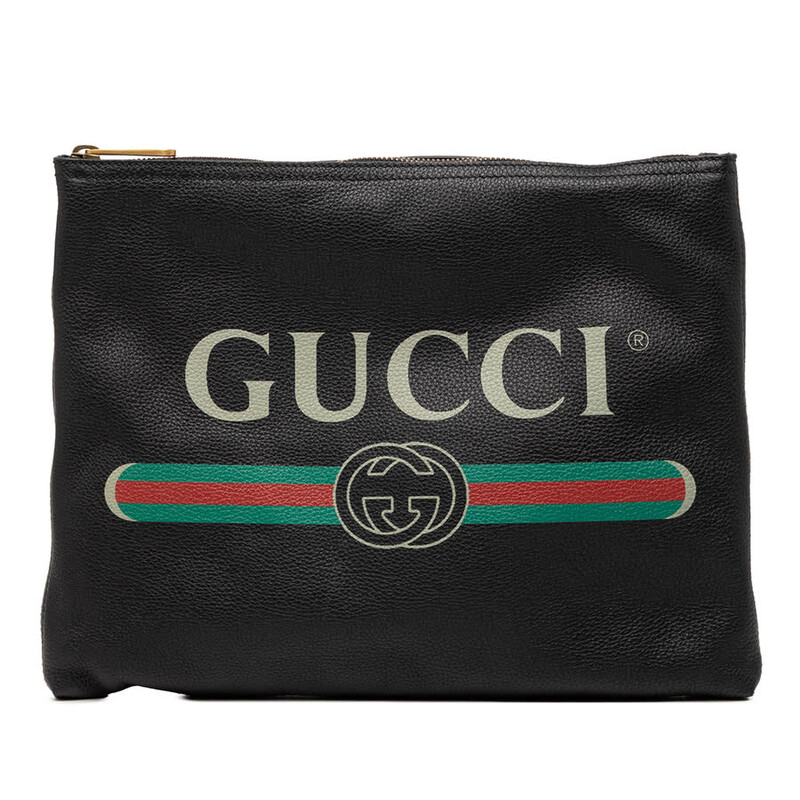 Gucci Pre-owned Gucci Medium Leather Logo Portfolio Clutch Ladies