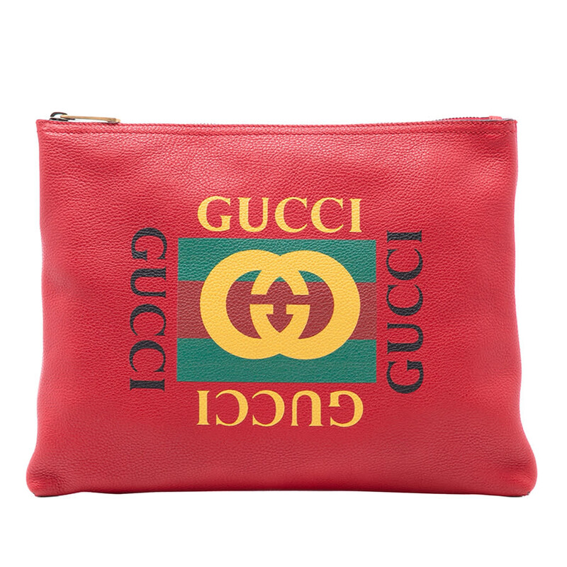 Gucci Pre-owned Gucci Medium Leather Logo Portfolio Clutch Ladies