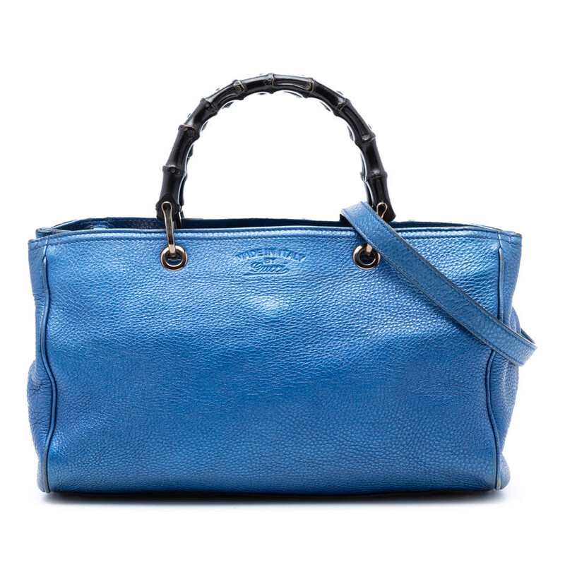 Gucci Pre-owned Gucci Medium Metallic Calfskin Bamboo Shopper