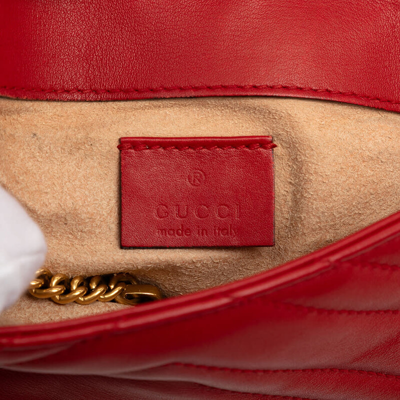 Gucci Pre-owned Gucci Mini GG Marmont Matelasse Leather Flap Crossbody ...