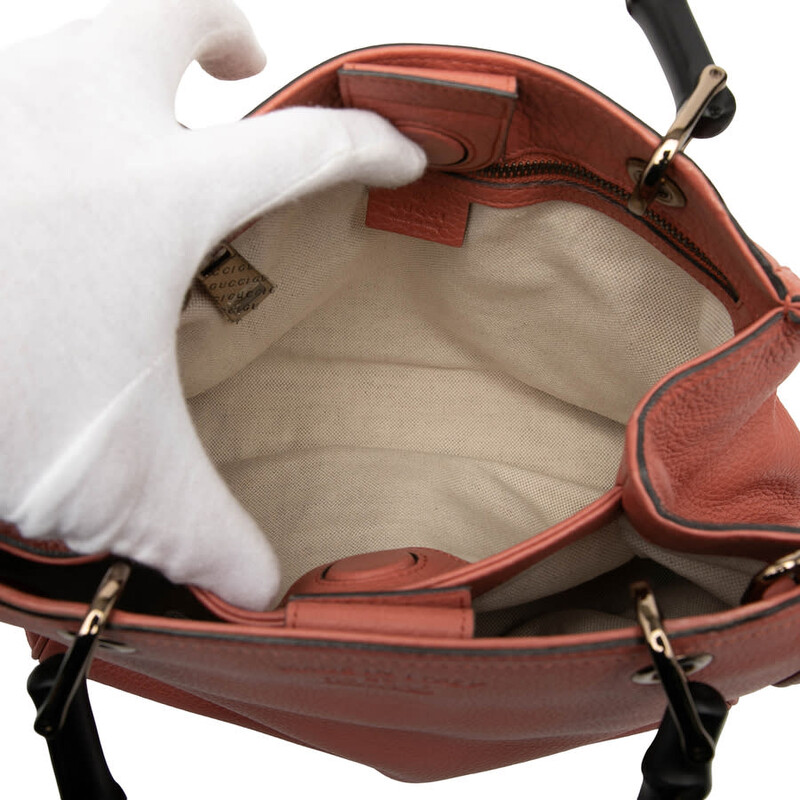 Gucci Pre-owned Gucci Small Calfskin Bamboo Shopper Satchel Ladies