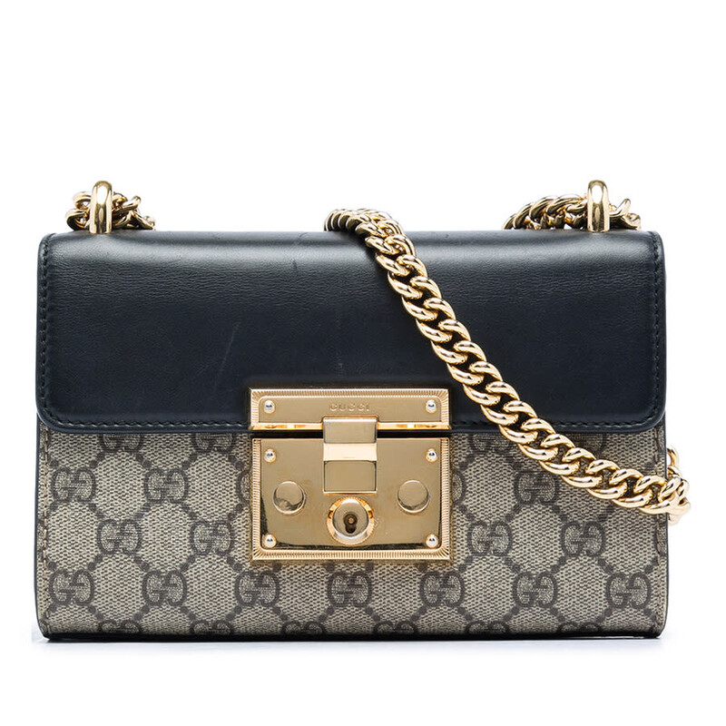 Gucci Pre-owned Gucci Small GG Supreme Padlock Crossbody Ladies