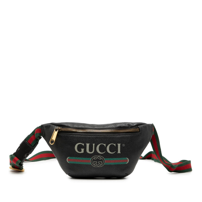 Gucci Pre-owned Gucci Small Grained Calfskin Logo Belt Bag Ladies