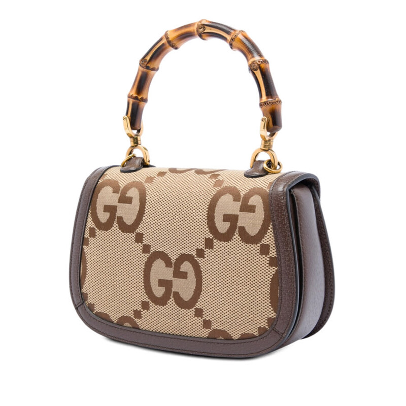 Gucci Pre-owned Gucci Small Jumbo GG Canvas Bamboo 1947 Top Handle