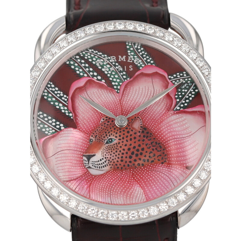 Hermes Pre-owned Hermes Arceau Baobab Cat Automatic Diamond Pink