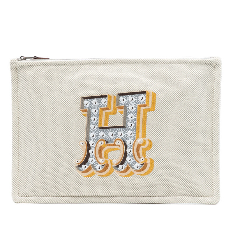 Hermes Pre-owned Hermes H Canvas Embroidered Electrique Flat Case