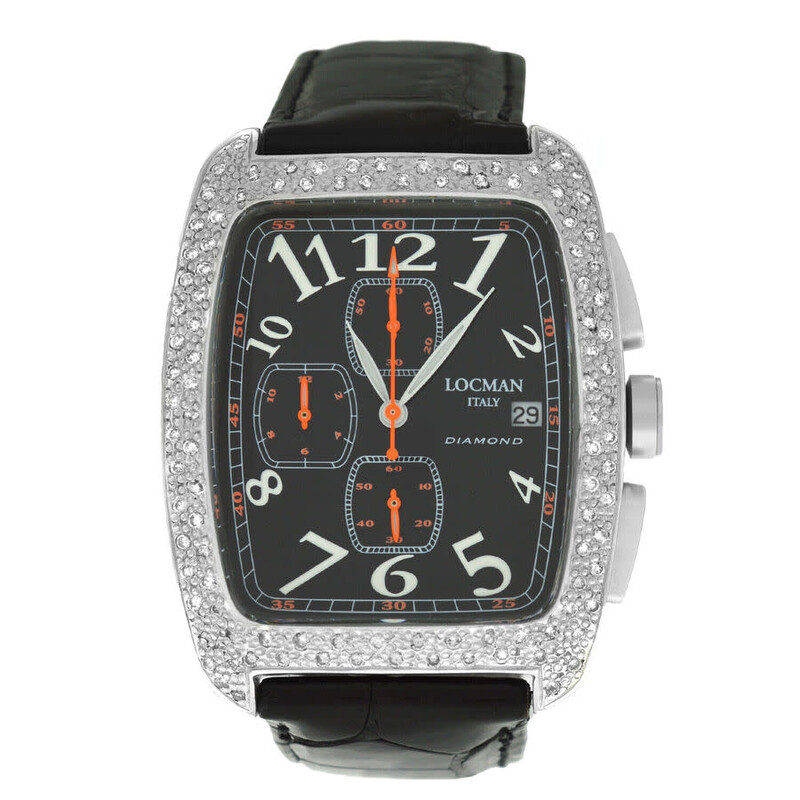 Locman Pre-owned Locman Diamond Chronograph Quartz Black Dial