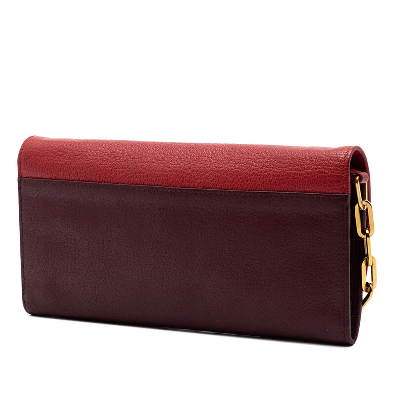 Miu Miu Pre-owned Miu Miu Bicolor Goatskin Madras Bow Wallet on
