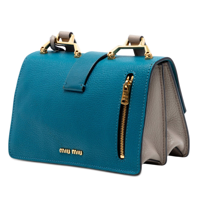 Miu Miu Pre-owned Miu Miu Bicolor Goatskin Madras Crossbody Ladies
