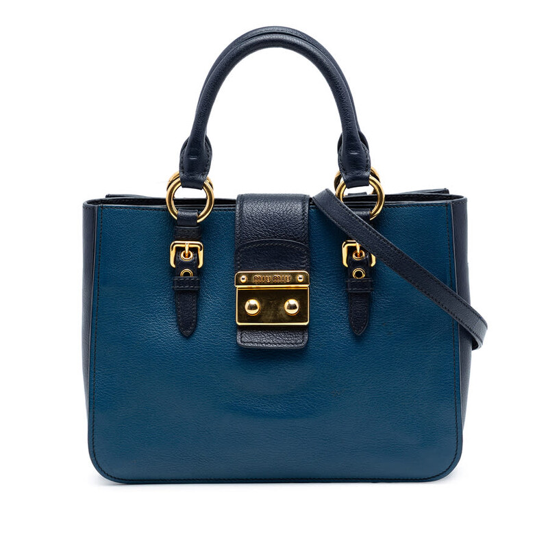 Miu Miu Pre-owned Miu Miu Bicolor Goatskin Madras Satchel Ladies
