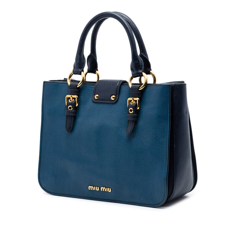 Miu Miu Pre-owned Miu Miu Bicolor Goatskin Madras Satchel Ladies
