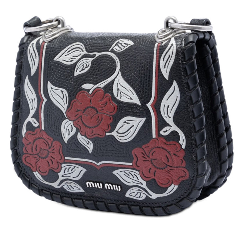 Miu Miu Pre-owned Miu Miu Goatskin Madras Floral Embossed