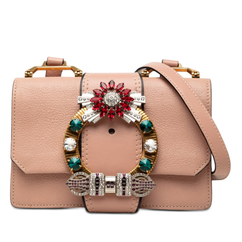 Miu Miu Pre-owned Miu Miu Goatskin Madras Soft Calf Crystal