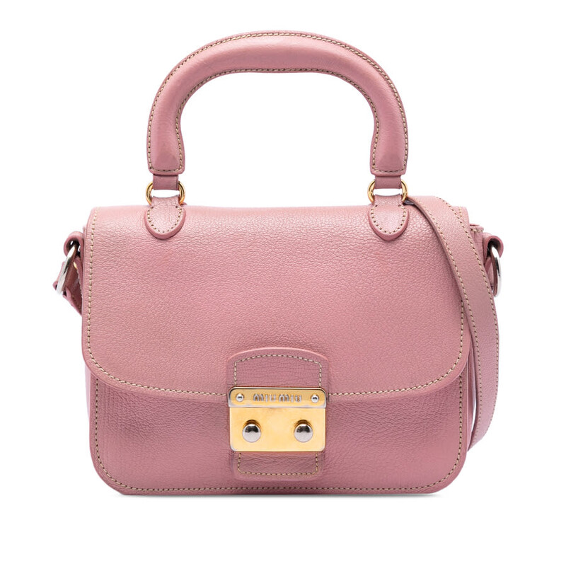 Miu Miu Pre-owned Miu Miu Goatskin Madras Top Handle Bag Ladies