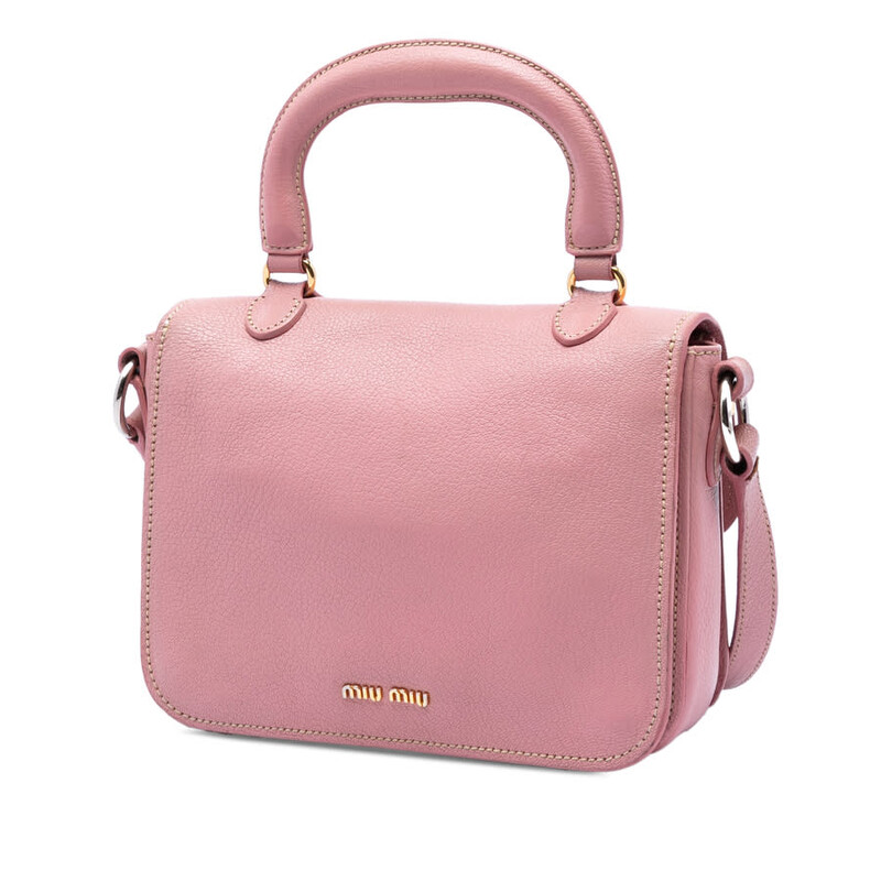 Miu Miu Pre-owned Miu Miu Goatskin Madras Top Handle Bag Ladies
