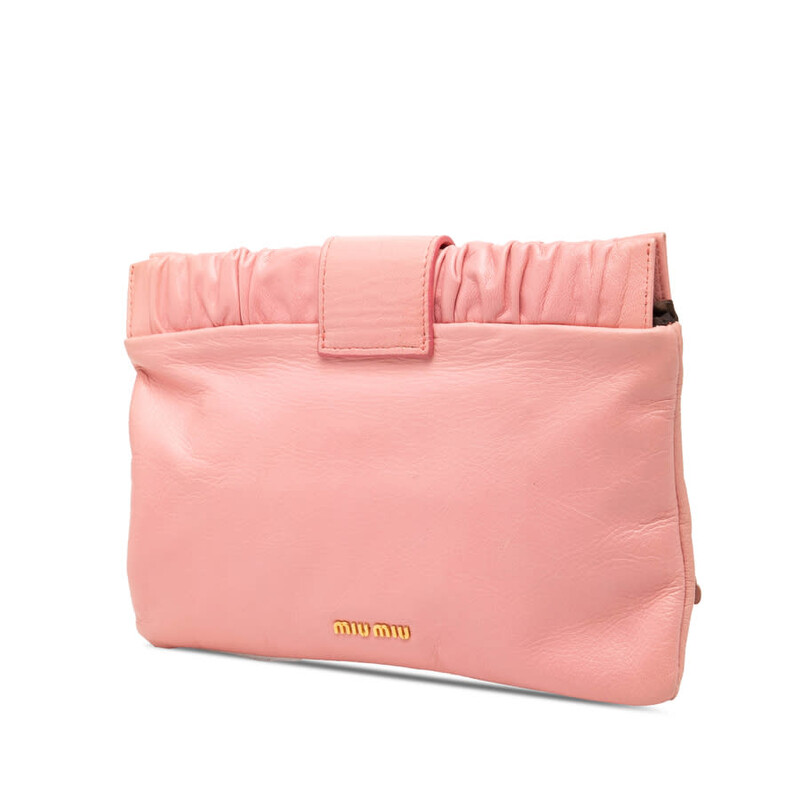 Miu Miu Pre-owned Miu Miu Lambskin Flower Applique Clutch with