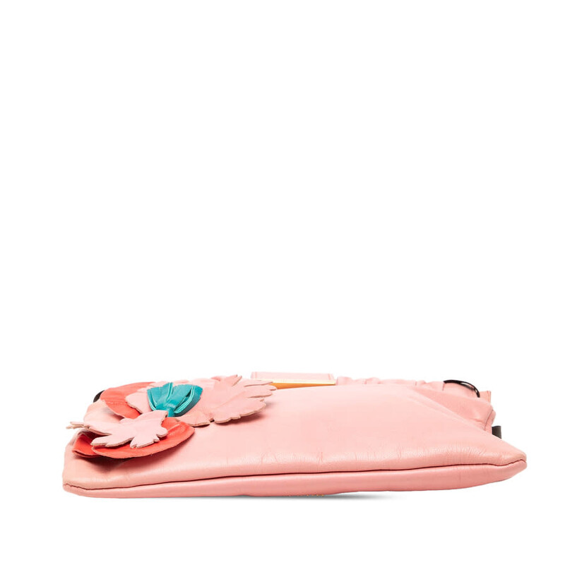 Miu Miu Pre-owned Miu Miu Lambskin Flower Applique Clutch with