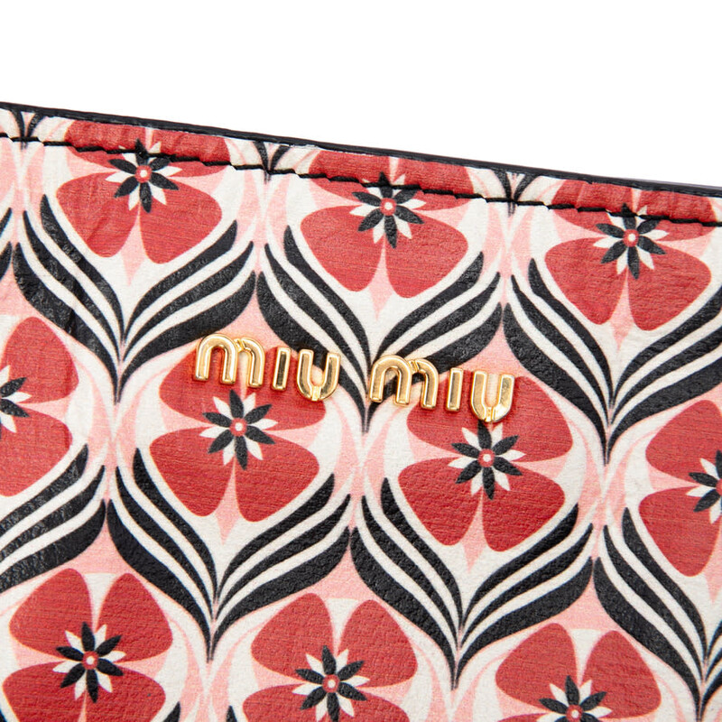 Miu Miu Pre-owned Miu Miu Leather Madras Floral Tote Ladies