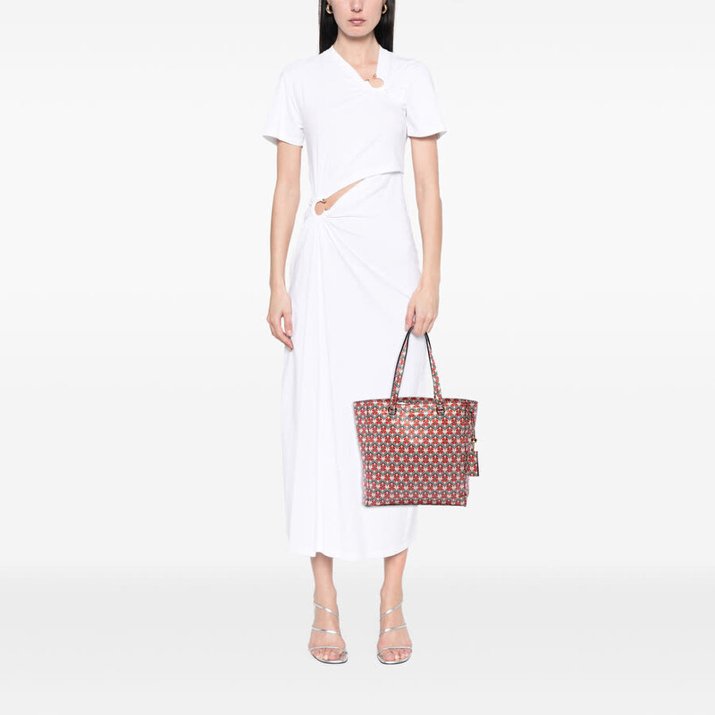 Miu Miu Pre-owned Miu Miu Leather Madras Floral Tote Ladies