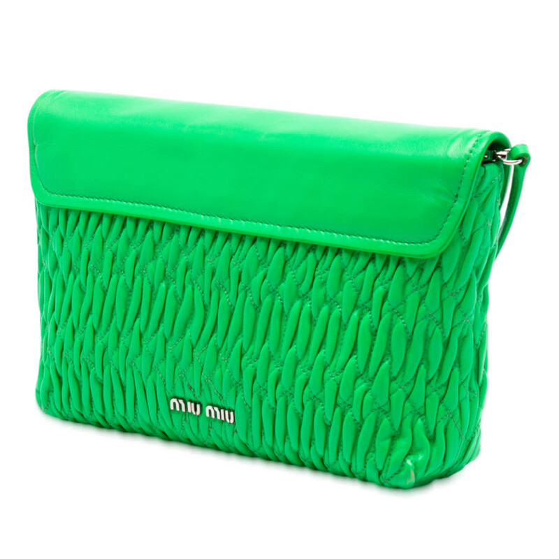 Miu Miu Pre-owned Miu Miu Matelasse Leather Crystal Flap Shoulder