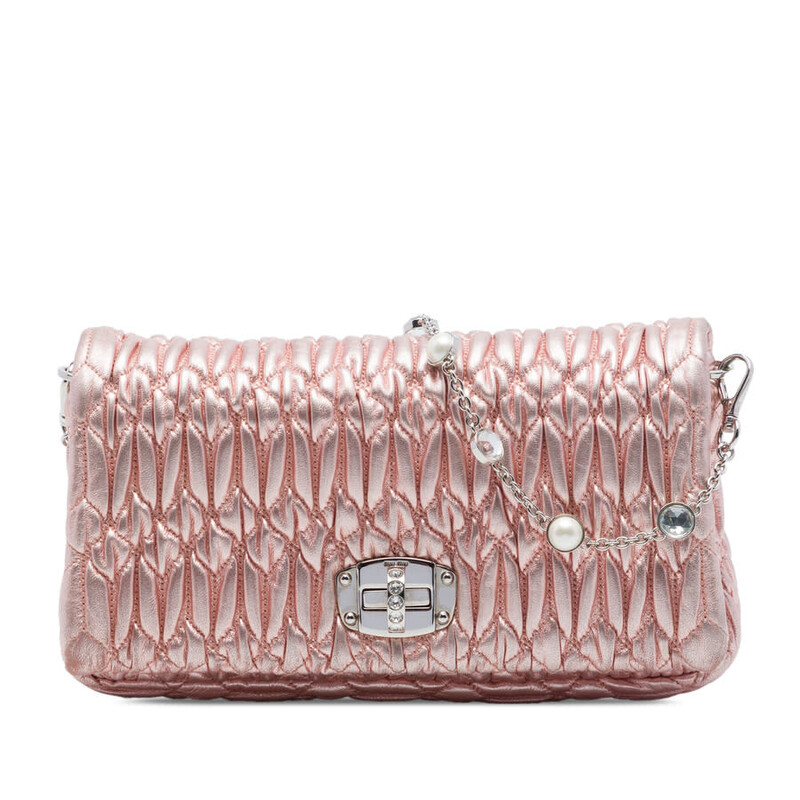 Miu Miu Pre-owned Miu Miu Matelasse Metallic Nappa Crystal Chain