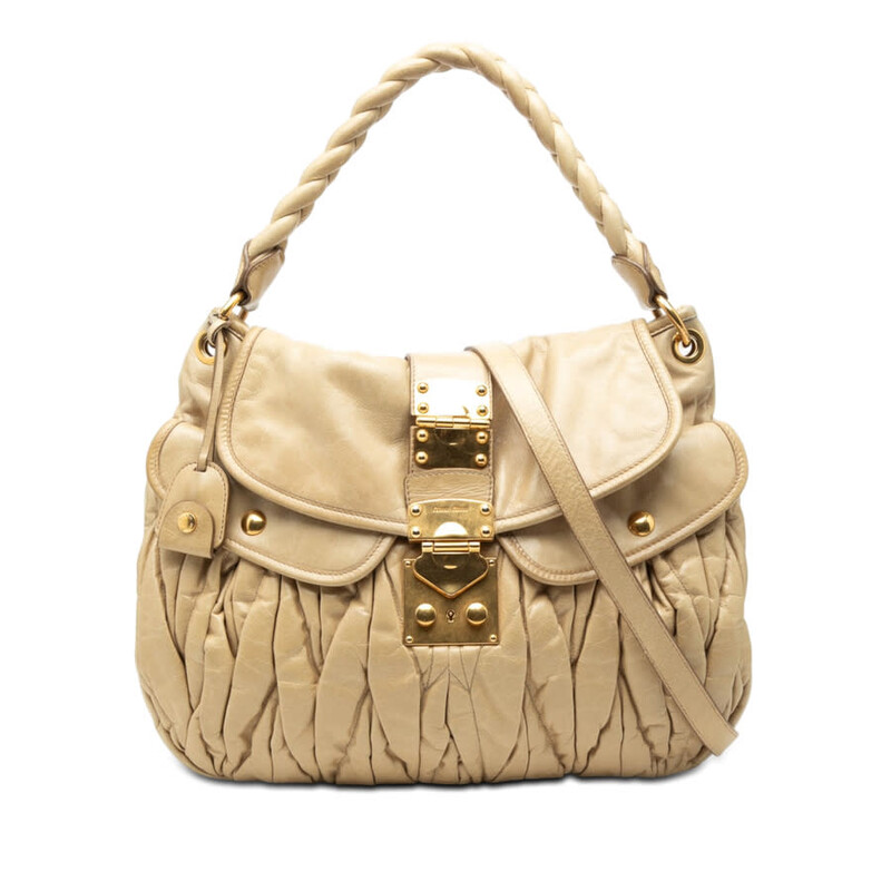 miu‪‪❤︎‬様 Miu Miu Pre-owned Miu Miu Matelasse Nappa Coffer Satchel Ladies