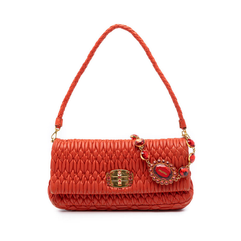 Miu Miu Pre-owned Miu Miu Matelasse Nappa Crystal Chain Satchel
