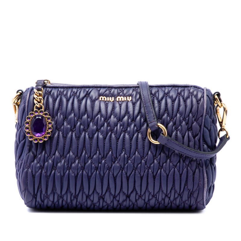 Miu Miu Pre-owned Miu Miu Matelasse Nappa Crystal Charm Shoulder