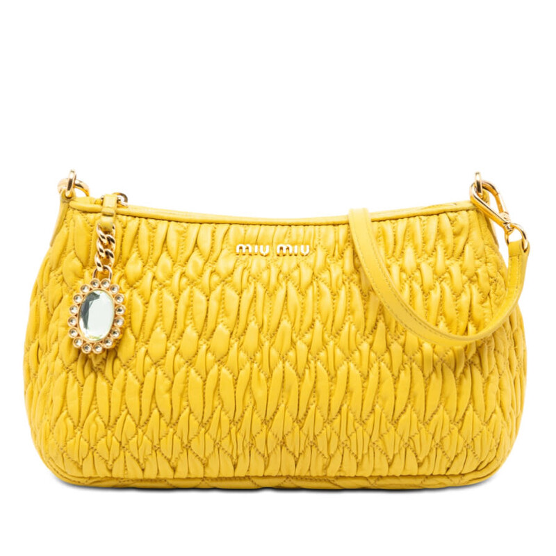 Miu Miu Pre-owned Miu Miu Matelasse Nappa Crystal Charm Shoulder