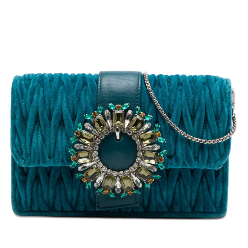 Miu Miu Pre-owned Miu Miu Matelasse Velvet Crystal Embellished