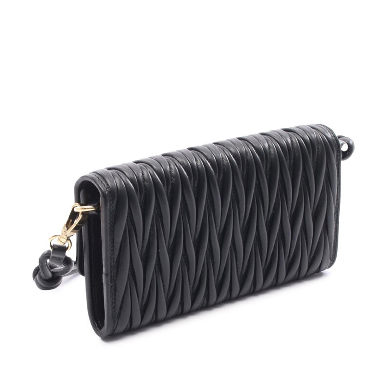 Miu Miu Pre-owned Miu Miu Matellase Nappa Wallet On Chain Ladies