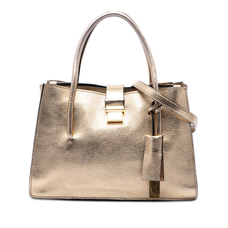 Miu Miu Pre-owned Miu Miu Metallic Goatskin Madras Push Lock Tote