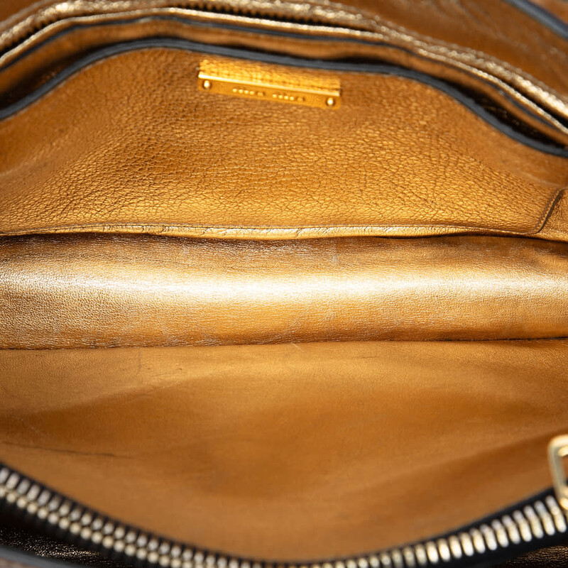 Miu Miu Pre-owned Miu Miu Metallic Goatskin Madras Push Lock Tote