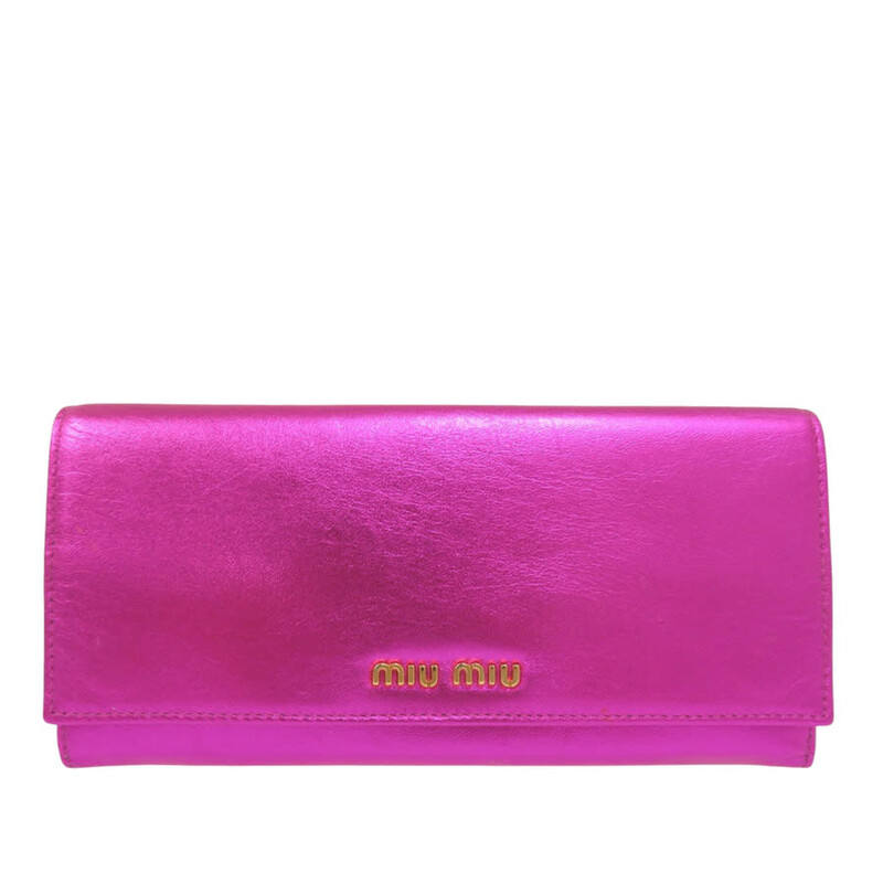 Miu Miu Pre-owned Miu Miu Metallic Leather Long Wallet Ladies