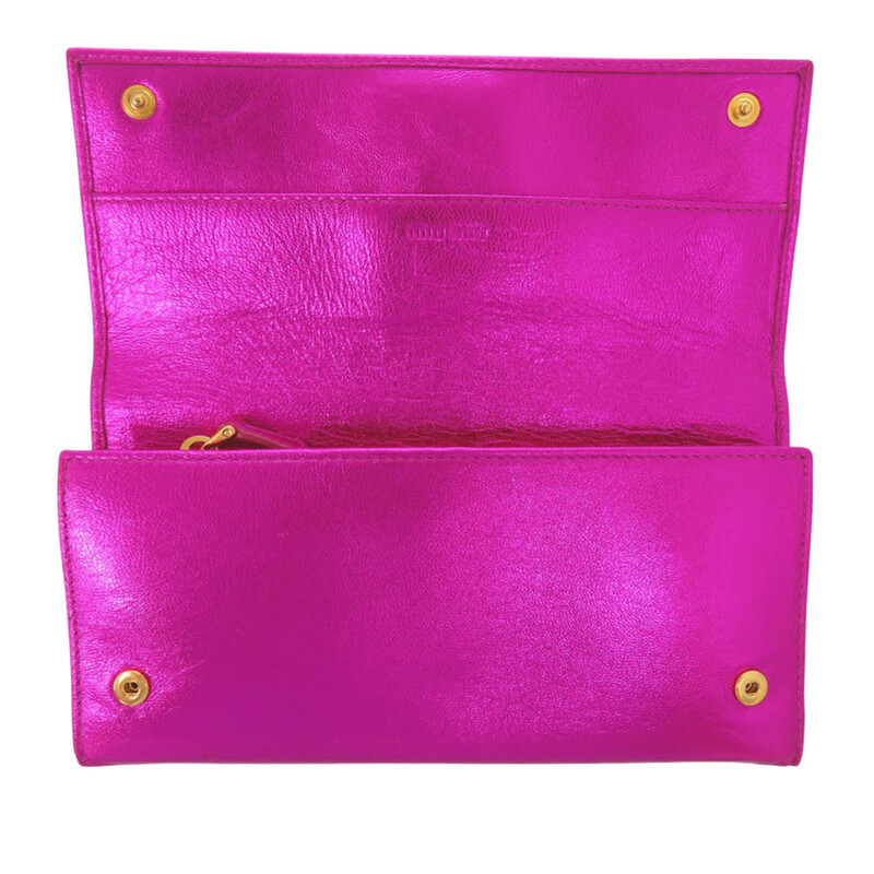 Miu Miu Pre-owned Miu Miu Metallic Leather Long Wallet Ladies