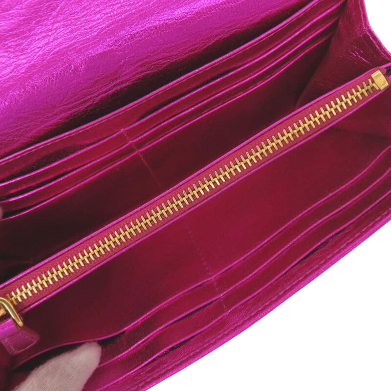 Miu Miu Pre-owned Miu Miu Metallic Leather Long Wallet Ladies
