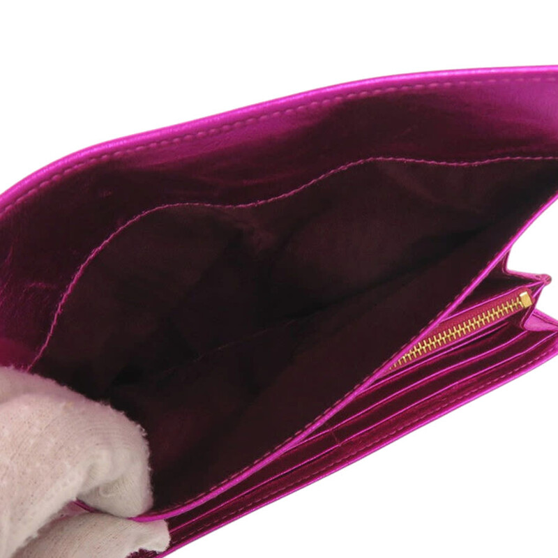 Miu Miu Pre-owned Miu Miu Metallic Leather Long Wallet Ladies